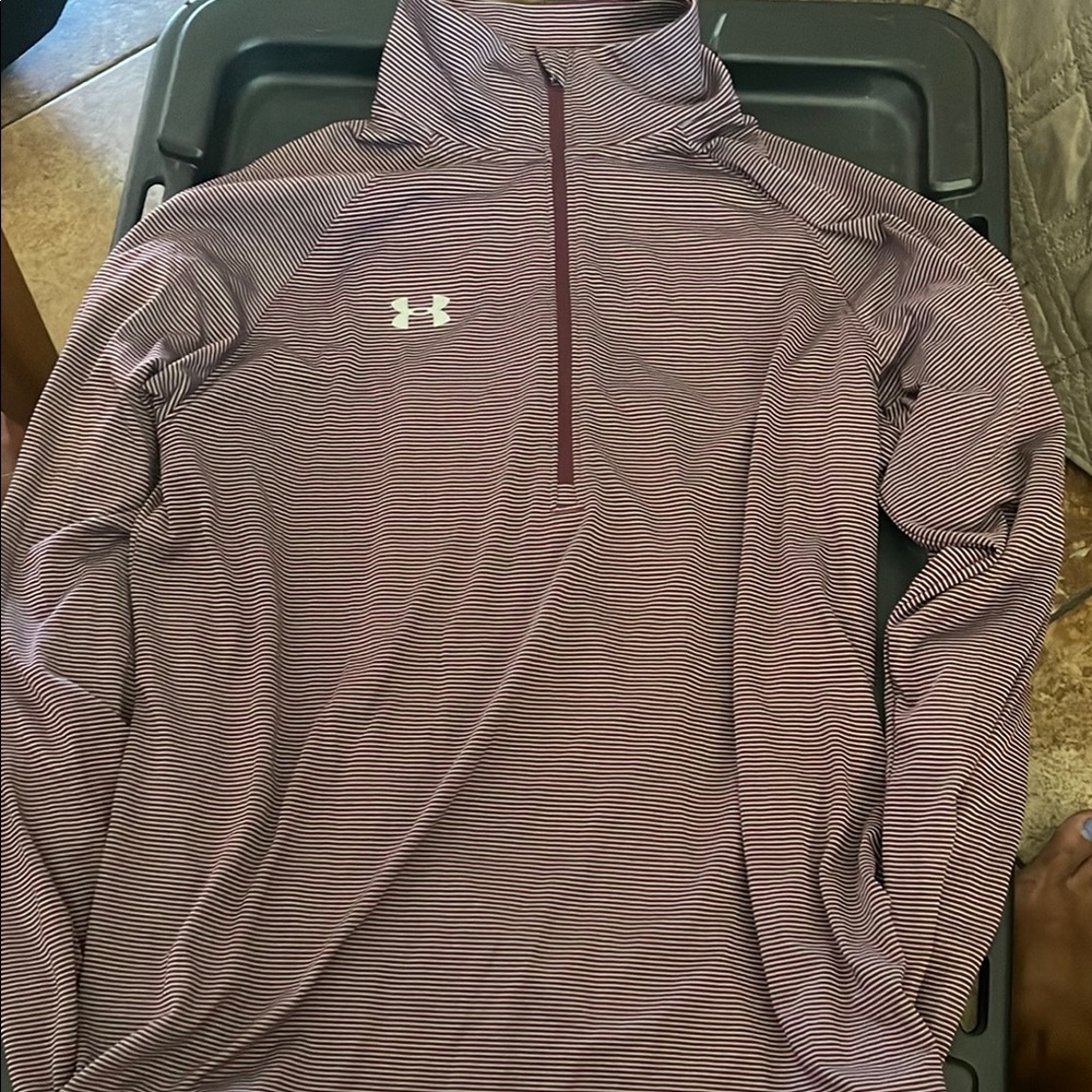 Under Armour Maroon and White Quarter-Zip Top